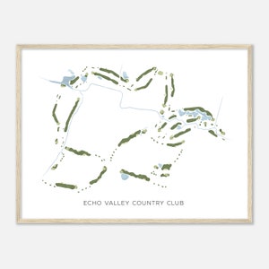 Echo Valley Country Club, Iowa - moderne aquarelkaart | Golfer cadeau, golf kunst aan de muur, golf poster print, baanindeling