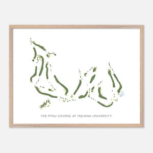 Der Pfau-Course an der Indiana Universität in Bloomington, Indiana - Moderne Aquarell Landkarte | Golfer Geschenk, Golf Wandkunst, Golf Poster Druck