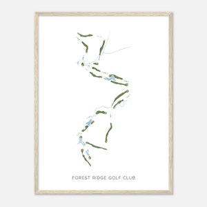 Forest Ridge Golf Club, Oklahoma - Moderne Aquarell Landkarte | Golfer Geschenk, Golf Wandkunst, Golf Poster Druck, Platz Layout