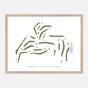 Melody Hill Country Club ad Harmony, Rhode Island - Mappa moderna ad acquerello / Regalo per golfisti, Arte murale per golf, Stampa poster per golf, Layout del campo