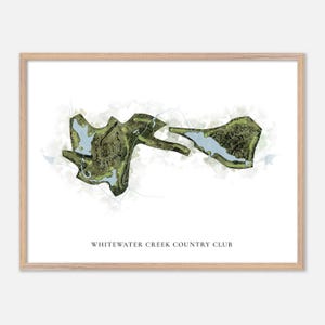 Whitewater Creek Country Club a Fayetteville, Georgia - Mappa classica ad acquerello / Regalo per golfisti, Arte murale per golf, Stampa poster per golf