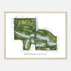 Bolingbach Golf Club, Illinois - Klassische Aquarell Landkarte | Golfer Geschenk, Golf Wandkunst, Golf Poster Druck, Platz Layout