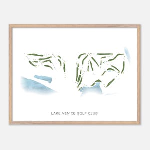 Golfclub Lake Venice in Venetië, Florida: moderne aquarelkaart | Golfcadeau, golfmuurkunst, golfposterprint, baanindeling