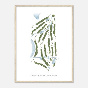 Chevy Chase Golf Club, Illinois - Moderne Aquarell Landkarte | Golfer Geschenk, Golf Wandkunst, Golf Poster Druck, Platz Layout