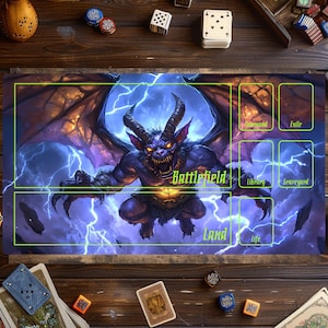 Tapis de jeu Commander MTG, tapis de jeu cartes magiques, tapis de jeu chauve-souris démoniaque, accessoires MTG, tapis de jeu personnalisé, jeu de cartes à collectionner, cadeau pour gamers
