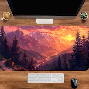 Extended Mountain Mouse Pad, Aesthetic Nature Desk Mat, XXL Desk Pad, Desk Decor, Customized Mousepad, Non Slip Deskmat