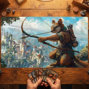 Tapete de juego Squirrel MTG, Tapete de juego Squirrel Archer, Tapete Woodland Creature Commander TCG, Tapete de juego de cartas, Tapete de juego Magic The Gathering