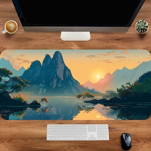 Berg Schreibtischunterlage, niedliche Schreibtischunterlage, Anime Mousepad, Beste Mausunterlage, Mausunterlage mit Handgelenkstütze, Schreibtischdekoration, Gaming Einrichtung