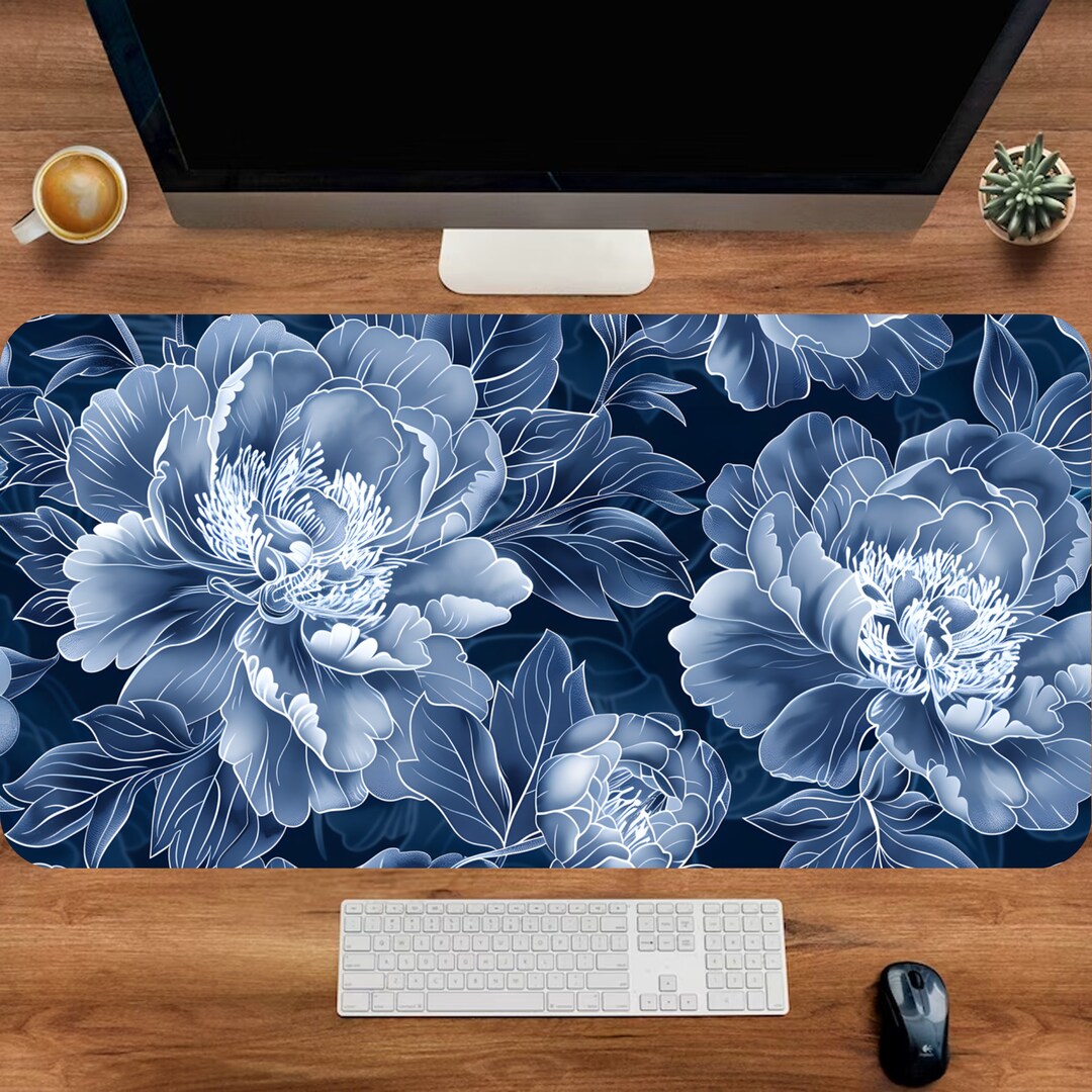 Floral Computer Mat Botanical Plant Desk Mat, Floral Deskmat, Large Gaming Mouse Pad ...