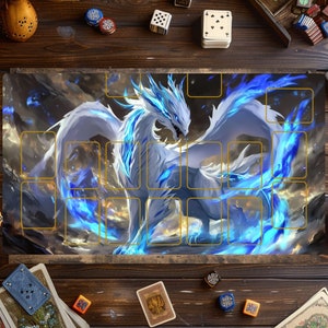 Tapis de jeu Dragon blanc YuGiOh, tapis YuGiOh, tapis de jeu pour jeux de cartes, tapis de jeu TGC, tapis de jeu personnalisé, jeu de cartes à collectionner, cadeau pour les joueurs
