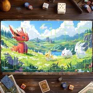 Tapis de jeu Pokémon, tapis de jeu Pokémon - tapis de jeu avec zones, tapis de jeu pour jeux de cartes, accessoires TGC, tapis de jeu personnalisé, jeu de cartes à collectionner