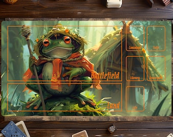 MTG Frog Play Mat, Magic Card Playmat, Card Games Play Mat, MTG Accessories, Custom Play Mat, Trading Card Game, Frog Wizard