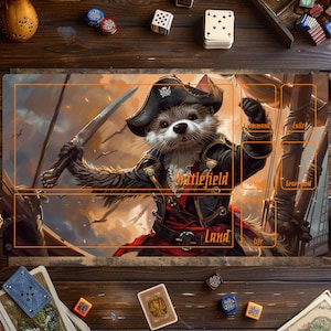 Tapis de jeu MTG mignon loutre, tapis de jeu magique loutre pirate, tapis de jeu pour jeux de cartes, accessoires MTG, tapis de jeu personnalisé, jeu de cartes à collectionner