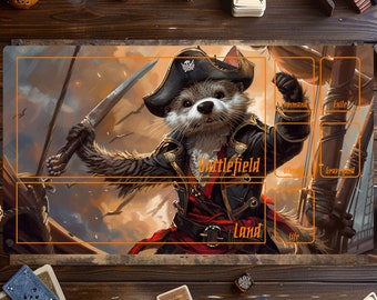 Cute Otter MTG Play Mat, Pirate Otter Magic Playmat, Card Games Play Mat, MTG Accessories, Custom Play Mat, Trading Card Game