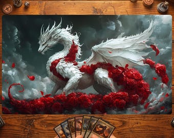 MTGプレイマット、ホワイトドラゴンテーマのMTGマット、ゾーン付きTCG