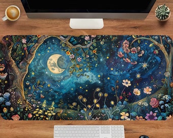 Floral Desk Mat, Cute Gaming Mouse Pad, Large Deskmat Nature, Flower Mousepad, Cute Office Decor, Extended Keyboard Mat