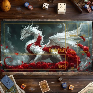 Tapis de jeu MTG Commander, tapis de jeu cartes magiques, tapis de jeu dragon, accessoires MTG, tapis de jeu personnalisé, jeu de cartes à collectionner, cadeau de Noël
