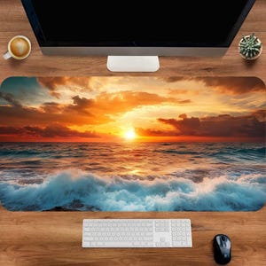 Sea Schreibtischmatte, Ocean Mousepad, erweitertes Büro-Mauspad, Natur Schreibtischmatte, Landschaft Schreibtischmatte, beste Mauspad, Schreibtischdekoration, rutschfeste Mauspad