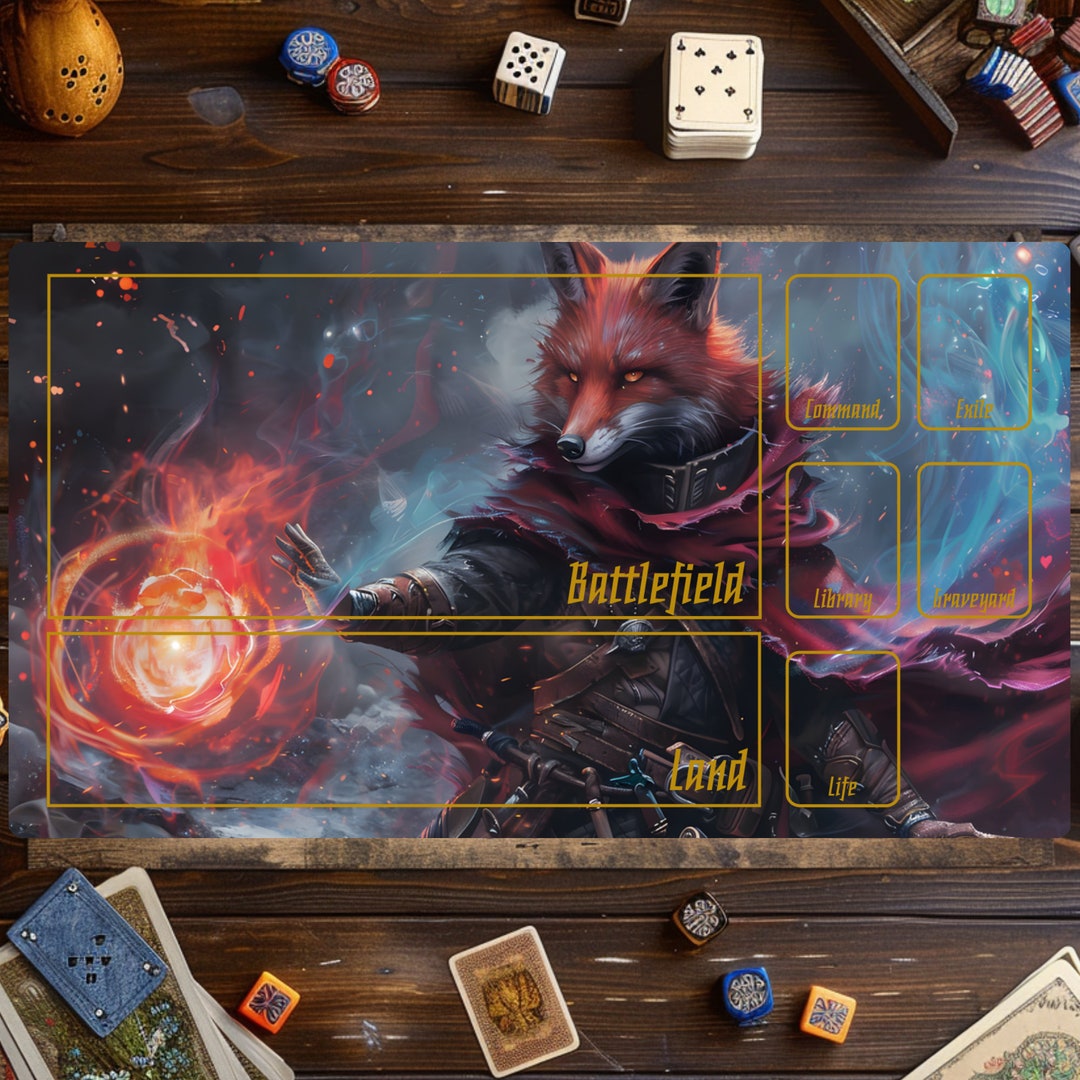 MTG Commander Play Mat, Magic Card Playmat, Wizard Fox Play Mat