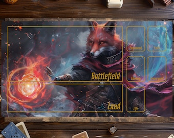 Magic: The Gathering プレイマット Fox Wizard MTG Playmat, Furry Fox Play Mat, Magic the Gathering