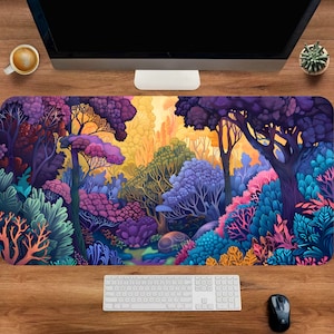 Wald - Grünes Mauspad, Lila Gaming-Mauspad, Natur-Mauspad Lang, Mauspad-Designs, Bestes Mauspad, Glas-Mousepad, Schreibtischdekoration