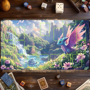 Tapis de jeu Pokémon, tapis de jeu Pokémon - tapis de jeu avec zones, tapis de jeu pour jeux de cartes, accessoires TGC, tapis de jeu personnalisé, jeu de cartes à collectionner