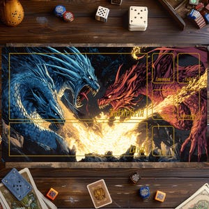 Tapis de jeu magique, tapis de jeu Magic The Gathering, tapis dragon, tapis de jeu pour jeux de cartes, accessoires MTG, tapis de jeu personnalisé, jeu de cartes à collectionner