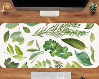 Green Leaf Mouse Pad, Aesthetic Cute Workspace Mouse Pad, Office Table Organizer, Desk Decor, Non Slip Pad