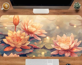 Pretty Pink Water Lillie Tappetino Mouse Pad Fiore Lilly - Morbido E Portatile - Regalo Per Mamma - 19,6x23,5 Cm