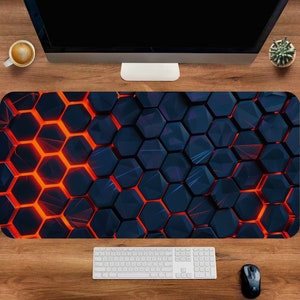 Red Gaming Desk Mat, Pattern Mousepad, Gamer Accessories, Fantasy Mouse Pad, Cute Desk Pad, Large Deskmat