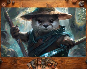 Otter MTG Playmat, Otter Warrior Playmat, Fantasy Beastfolk TCG Mat, Commander Playmat, Playmat With Zones, TCG Playmat