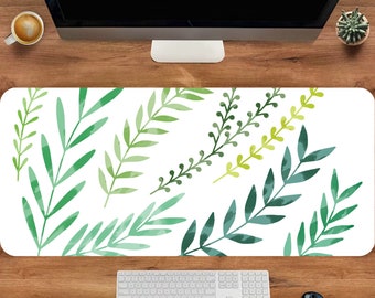 Green Leaf Mouse Pad, Aesthetic Nature Desk Decor Mouse Pad, Office Table Organizer, Desk Decor, Non Slip Pad