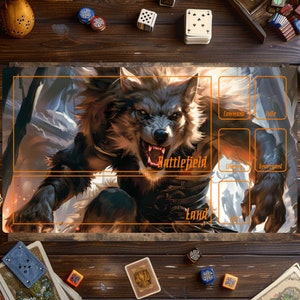 Tapis de jeu Magic The Gathering, tapis de jeu magique, tapis de jeu pour jeux de cartes, accessoires MTG, tapis de jeu personnalisé, jeu de cartes à collectionner, MTG loup-garou