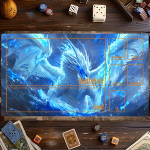Tapis de jeu Magic Card, tapis de jeu Magic The Gathering, tapis dragon bleu, tapis de jeu pour jeux de cartes, accessoires MTG, cadeau de Noël, jeu de cartes à collectionner