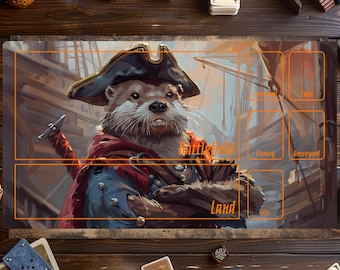 Cute Otter MTG Play Mat, Pirate Otter Magic Playmat, Card Games Play Mat, MTG Accessories, Custom Play Mat, Trading Card Game