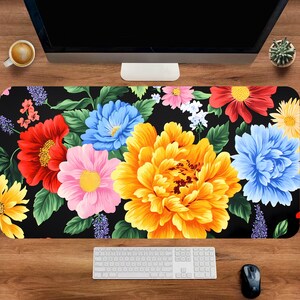Rosa Blumen Schreibtischmatte, Pfingstrosen Maus Pad, Cottagecore Schreibtischmatte, süße Schreibtischunterlage, Beste Maus Pad, Geschenk Mädchen, Gaming Einrichten