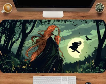 Witchy Desk Mat, Cute Large Mouse Pad, Spooky Deskmat, Gaming Mousepad, Cottagecore Deskmat, Nature Mousepad, Office Table Organizer