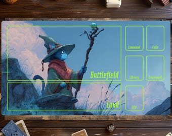 Cat Wizard MTG Playmat, Witch Cat Play Mat, Sorcerer Familiar Gaming Mat, Magic The Gathering Commander Playmat, Fantasy TCG Play Mat