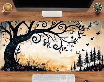 Alfombrilla de escritorio con diseño floral, alfombrillas de ratón de anime, alfombrilla de escritorio bonita, accesorios de escritorio, alfombrilla de ratón para juegos, alfombrilla de escritorio grande, alfombrilla antideslizante