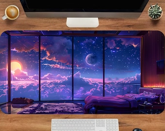 Anime Gaming Desk Mat, Cozy Mouse Pad, Kawaii Desk Mat, Cute Desk Pad, Office Table Organizer, Large Pink Mouse Pad