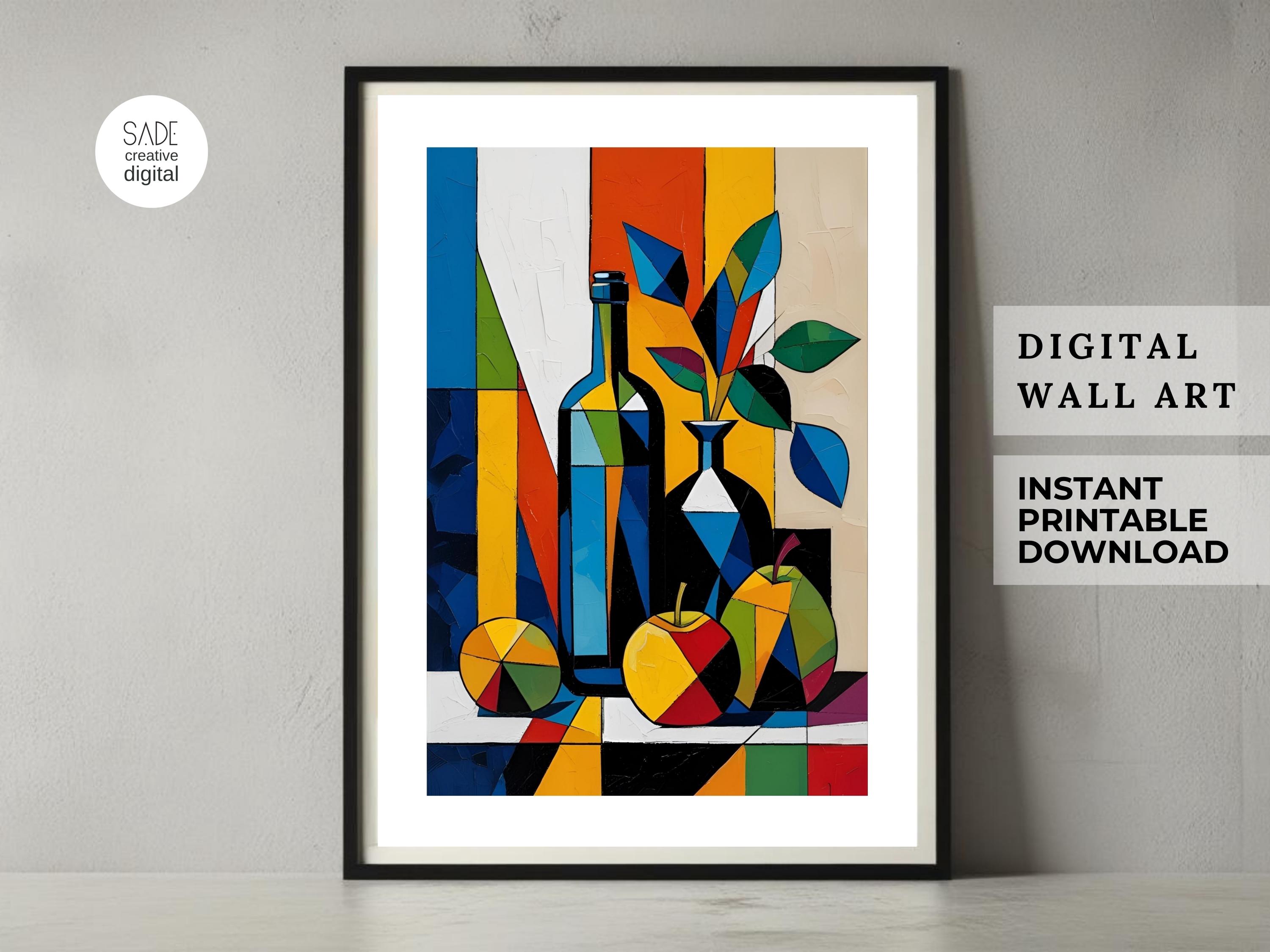 Cubism Still Life Wall Art | Picasso Inspired Digital Poster