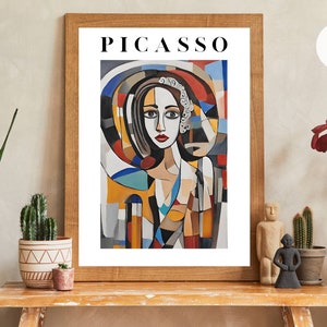 Picasso Style Digital Printable Woman Wall Art - Colorful Picasso-Inspired Digital Wall Art Print for Art Enthusiasts