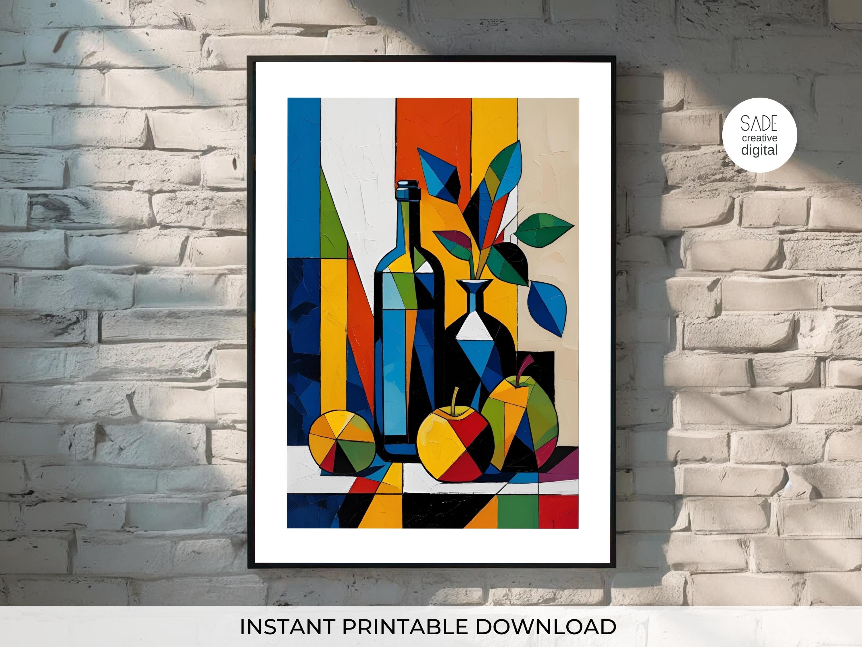 Cubism Still Life Wall Art | Picasso Inspired Digital Poster