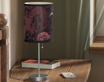 Gothic Lamp Bedside Standing Lamp Crow Small Table Lamp US|CA PLUG Gothic Decor Side Table Goth Nightlight Nightstand Modern Goblincore