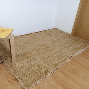 Mustard Boho Rug Scandinavian Style Wool Rug Hand Knitted Carpet Wool Rug Ethnic Carpet Contemporary Quilt Culiacan Blanket