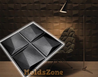 3D panel Molds for gypsum, plaster or concrete tile for decorative wall panels 'Squares' KIT 4 pcs
