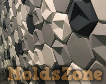 3D panel Molds for gypsum, plaster or concrete tile for decorative wall panels 'Broken honeycomb' KIT 5 pcs