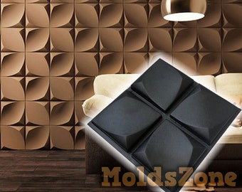 3D panel Molds for gypsum, plaster or concrete tile for decorative wall panels 'Zoom' KIT 4 pcs