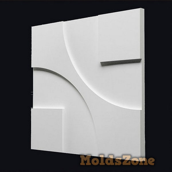 3D wall panel Mold for gypsum, plaster or concrete tile for decorative wall panels 'Hi-Tech'