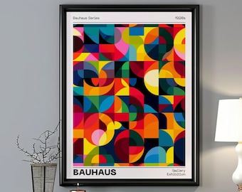 Bauhaus impresión vintage mediados de siglo carteles modernos galería geométrica retro decoración de pared de moda descarga digital